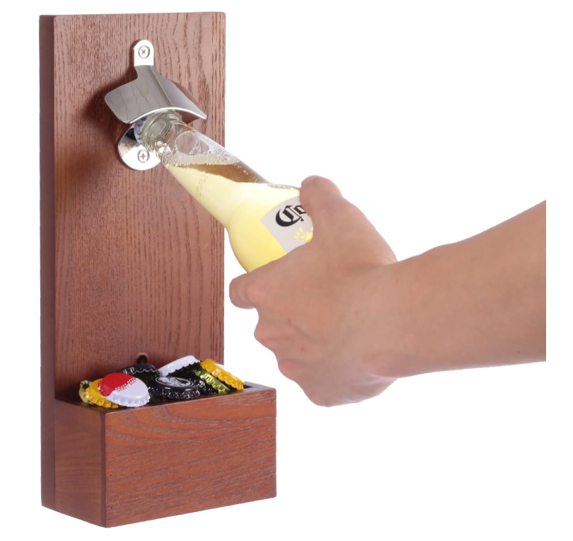 Décapsuleur à bière en bois mural