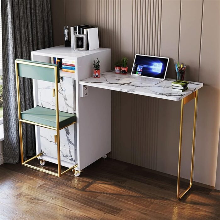 Table de bureau pliable de luxe dotée de roulettes mobiles multifonctionnelles – Image 2