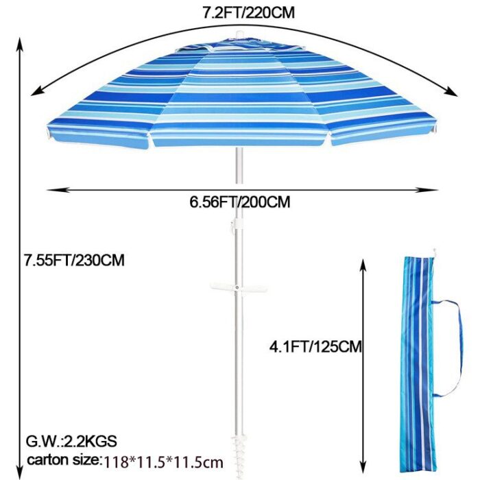 Parasols de plage en tissu polyester avec poteau en aluminium – Image 2